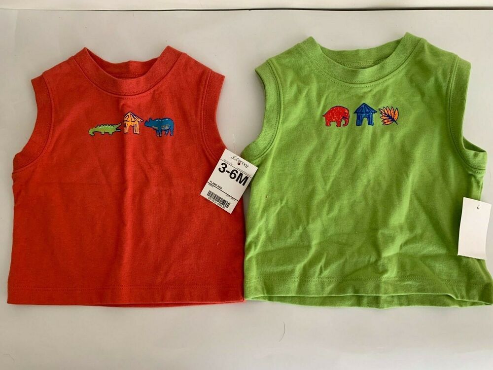 Arizona Jean Company Tank Tops Lot of 2 Elephant Crocodile Rhino 3-6 Mo 6-9 Mo